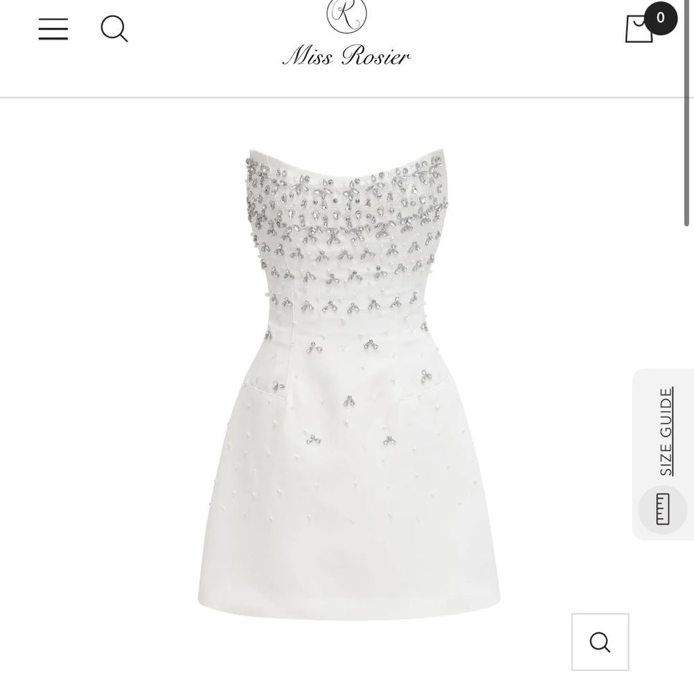 Miss Rosier Melisande White Embellished Mini Dress Size XS